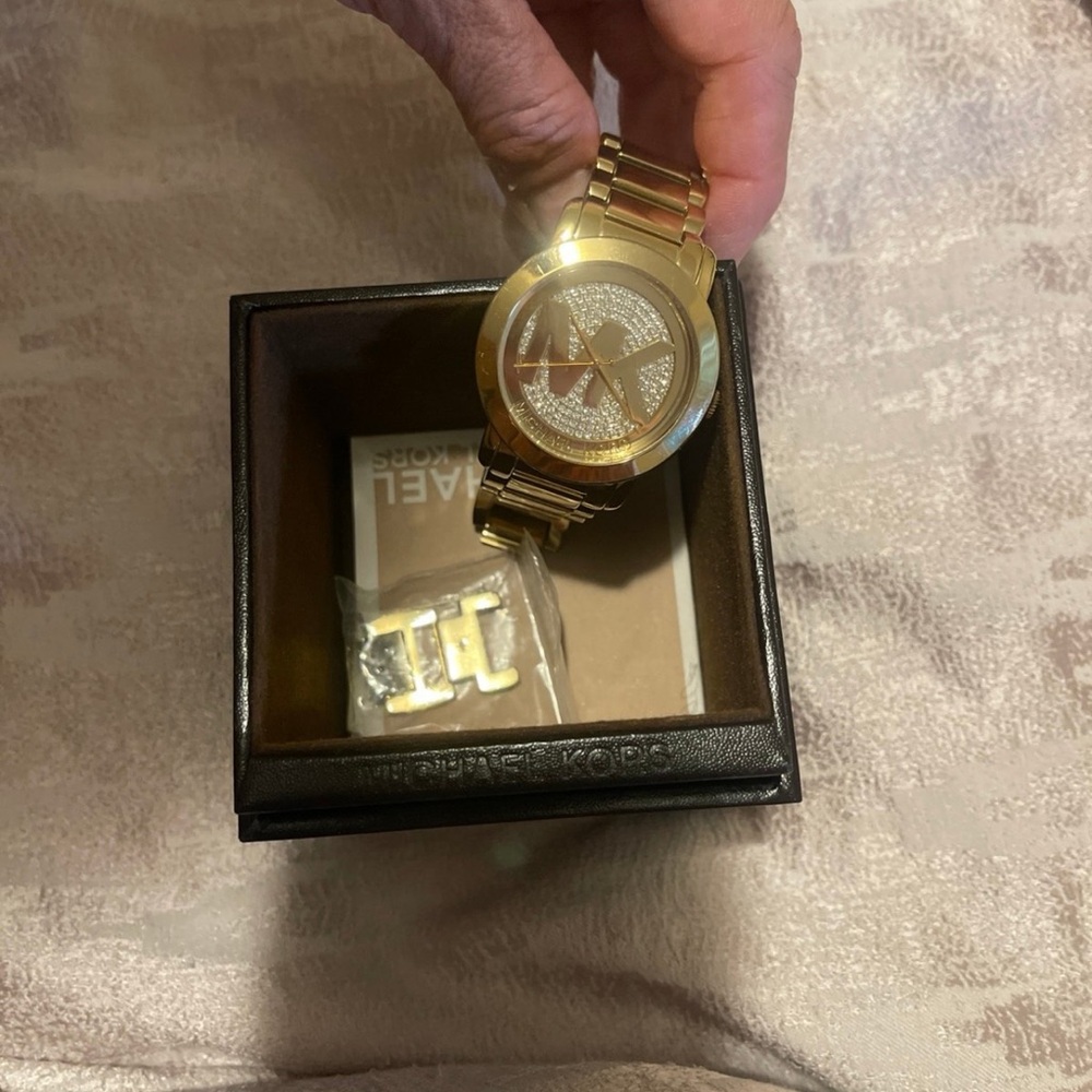 Michael Kors Gold-Tone Watch with Crystal Dial